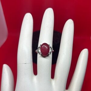 Red cabochon ruby ring